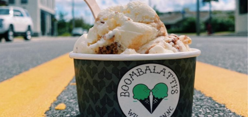 Cup of Boombalatti’s ice cream outside in Wilmington, NC